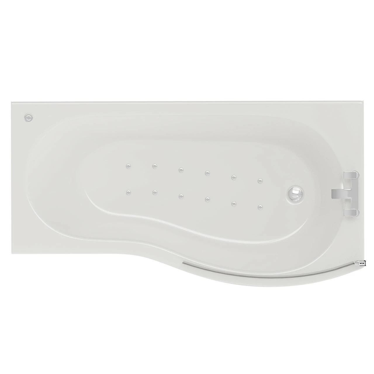 Bayou 1700mm 12 Jet Easifit Right Hand B Shaped Spa Shower Bath With Bath Screen And Front Bath Panel