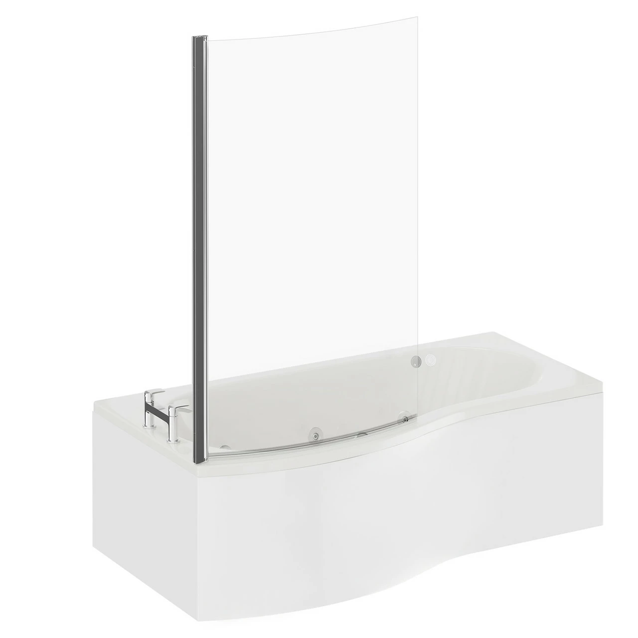 Bayou 1700mm 6 Jet Chrome Flat Jet Left Hand B Shaped Whirlpool Shower Bath With Bath Screen And Front Bath Panel - Image 3