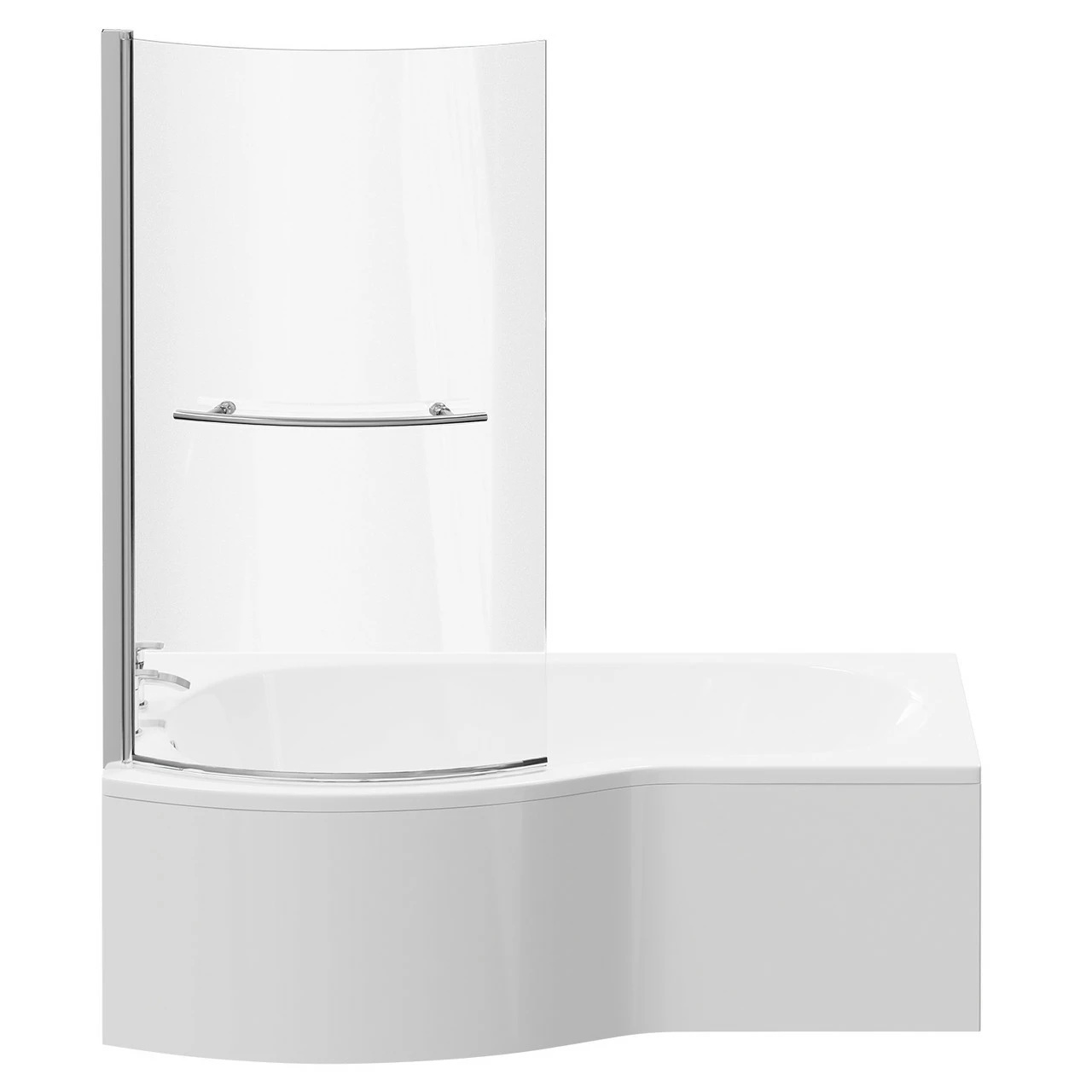 Bayou 1700mm Left Hand B Shaped Shower Bath With Towel Rail Bath Screen And Front Bath Panel - Image 4