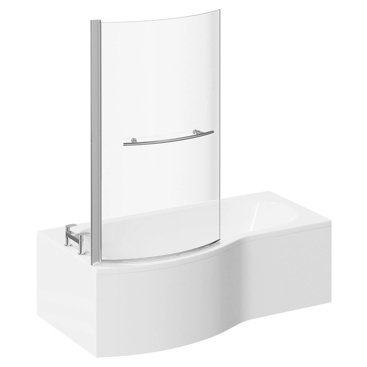 Bayou 1700mm Left Hand B Shaped Shower Bath With Towel Rail Bath Screen And Front Bath Panel - Image 3