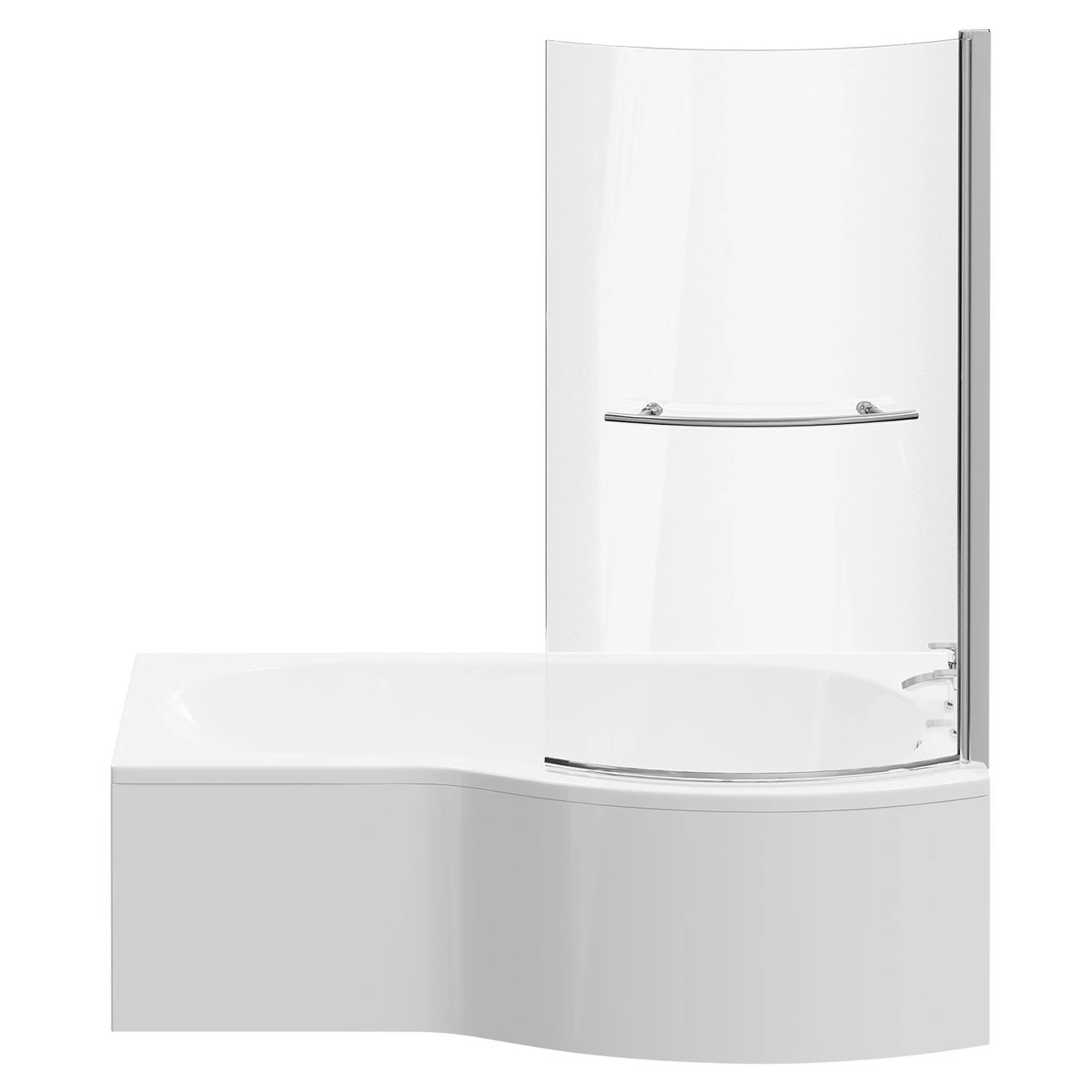 Bayou 1700mm Right Hand B Shaped Shower Bath With Towel Rail Bath Screen And Front Bath Panel - Image 4