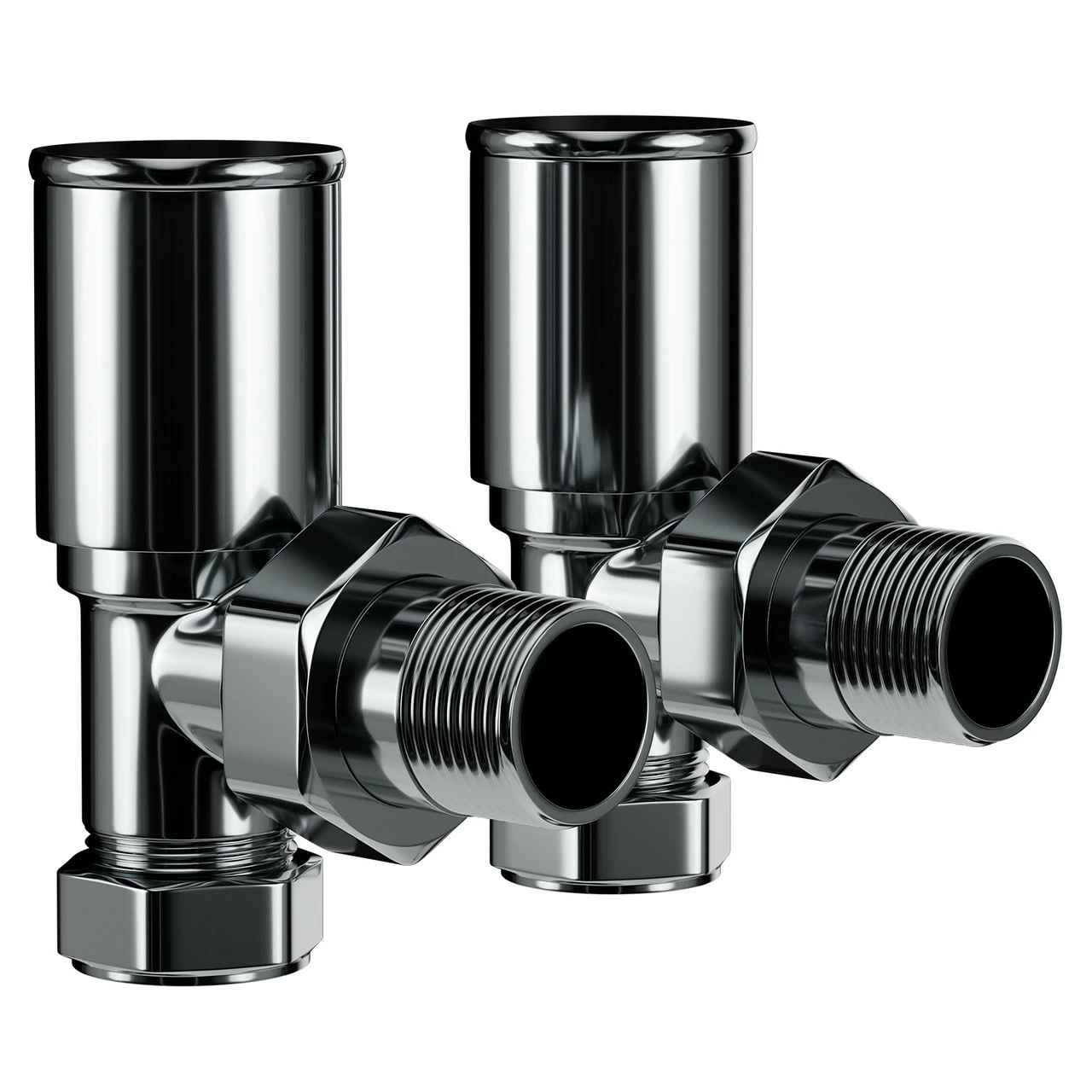 Black Nickel Round Angled Radiator Valves - Image 3