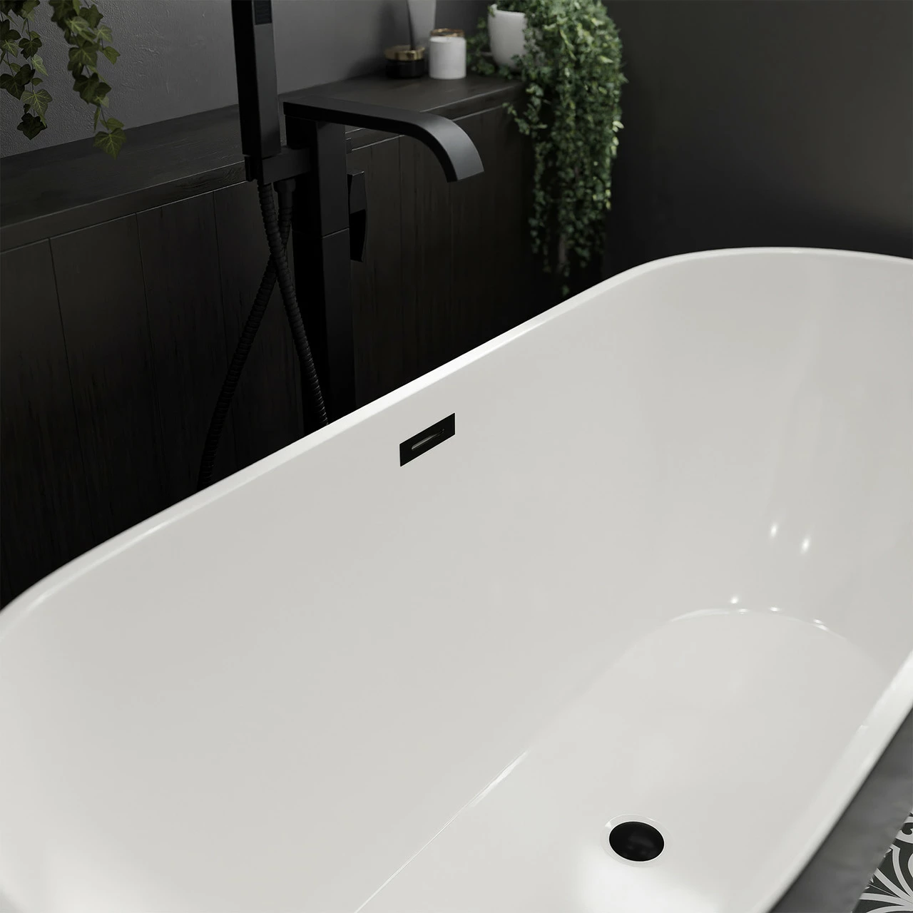 Black Overflow Insert And Dome Waste Cover For Sharm Cairo And Luxor Freestanding Baths