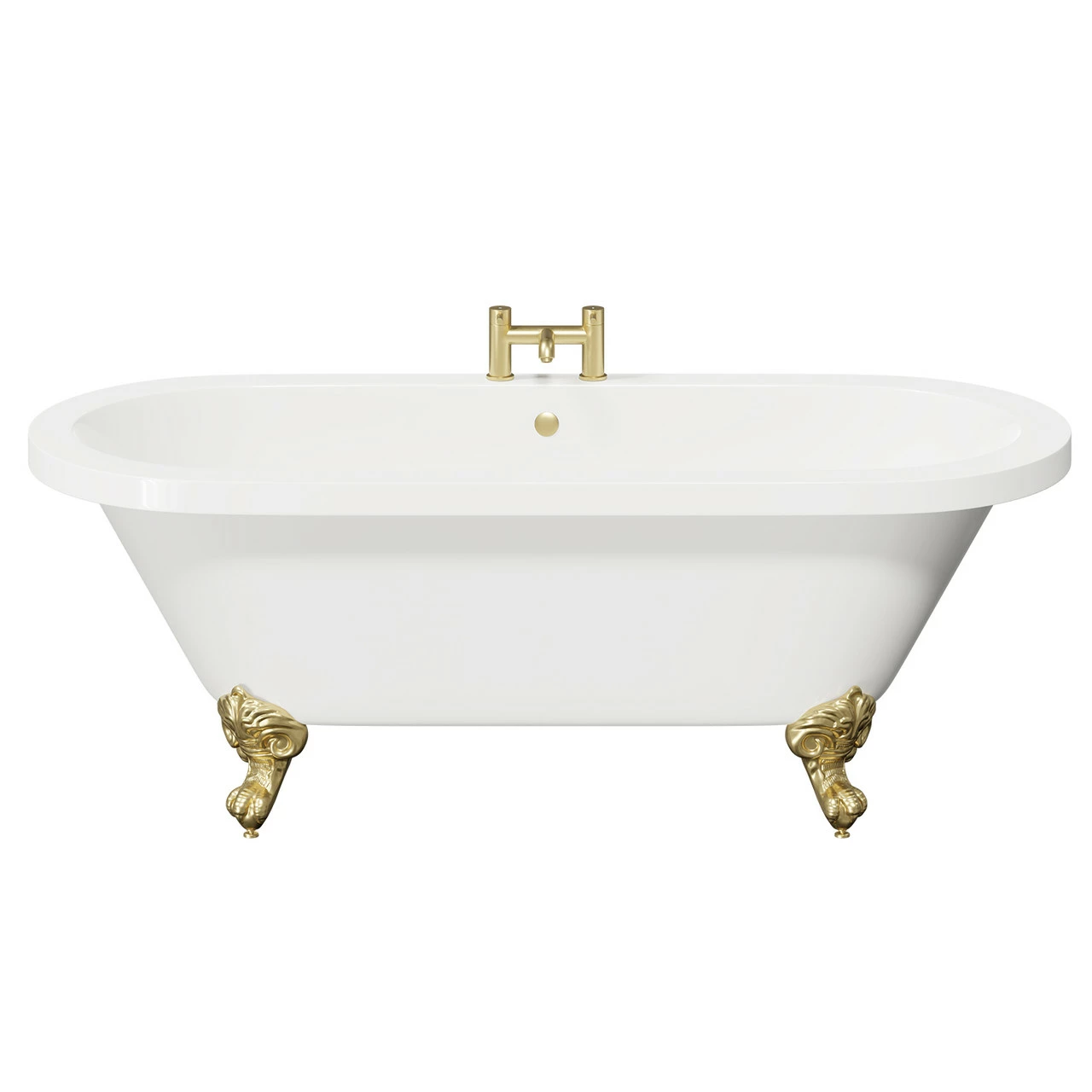 Windsor. Brescia 1780mm X 825mm Double Ended Freestanding Roll Top Bath With Brushed Brass Claw Feet - Image 2