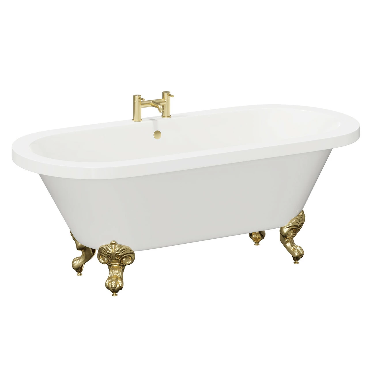 Windsor. Brescia 1780mm X 825mm Double Ended Freestanding Roll Top Bath With Brushed Brass Claw Feet - Image 3