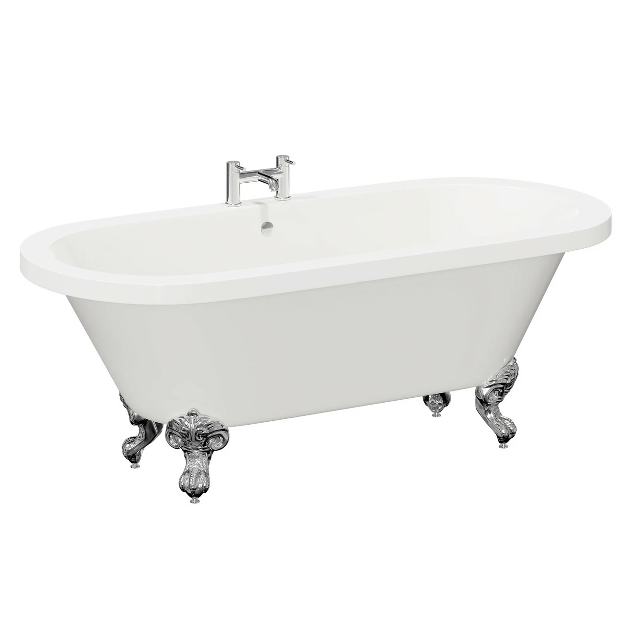 Windsor. Brescia 1780mm X 825mm Double Ended Freestanding Roll Top Bath With Chrome Claw Feet - Image 3