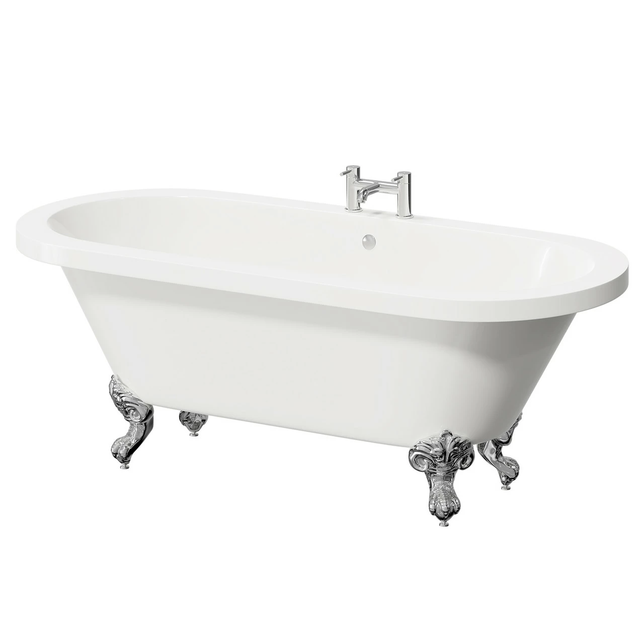 Windsor. Brescia 1780mm X 825mm Double Ended Freestanding Roll Top Bath With Chrome Claw Feet