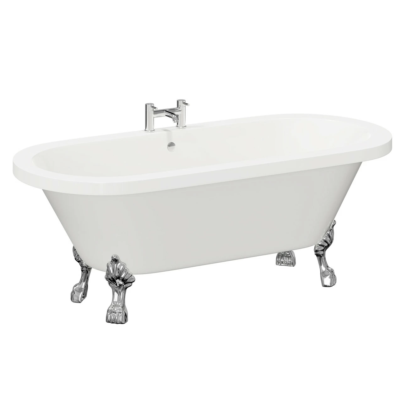 Brescia 1780mm X 825mm Double Ended Freestanding Roll Top Bath With Chrome Tiger Feet - Image 3