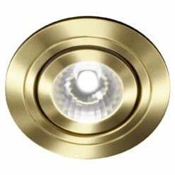 Colore Round Satin Brass IP65 35W Tiltable Bathroom Downlight