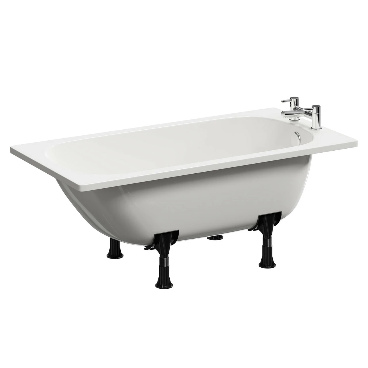Cassia 1400mm X 700mm Straight Single Ended Steel Bath With 2 Tap Holes Including Legs - Image 3