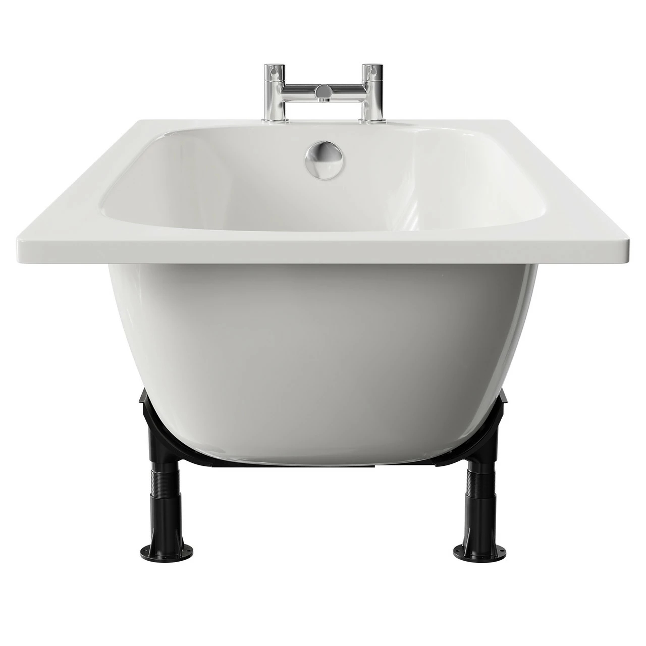 Cassia 1400mm X 700mm Straight Single Ended Steel Bath With 2 Tap Holes Including Legs - Image 5