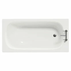 Cassia 1400mm X 700mm Straight Single Ended Steel Bath With 2 Tap Holes Including Legs