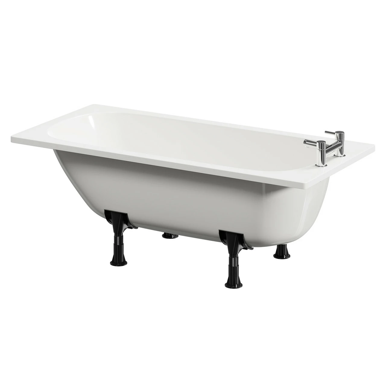 Cassia 1500mm X 700mm Straight Single Ended Steel Bath With 2 Tap Holes Including Legs - Image 2