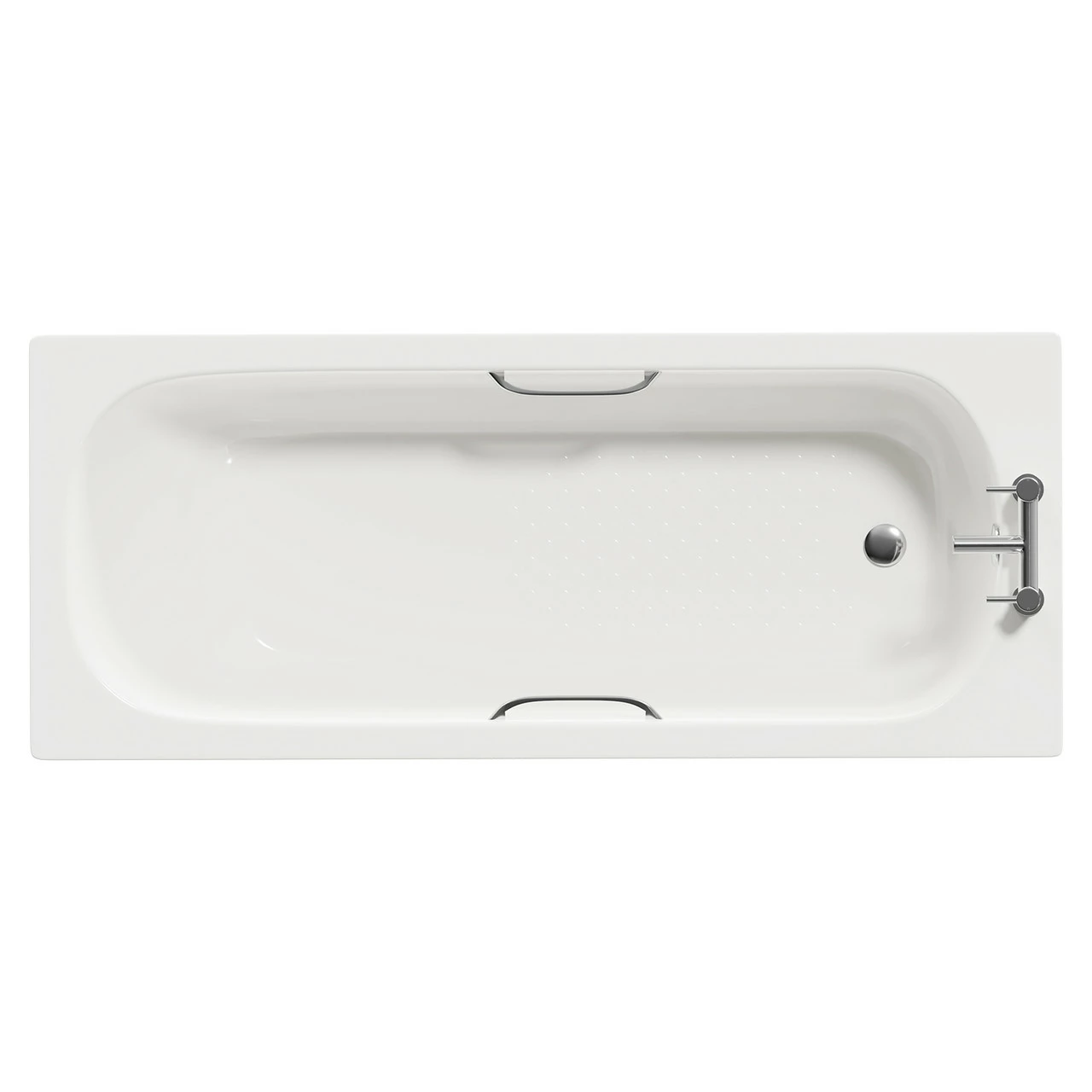 Cassia 1700mm X 700mm Anti Slip Straight Single Ended Steel Bath With Chrome Grips And 2 Tap Holes Including Legs