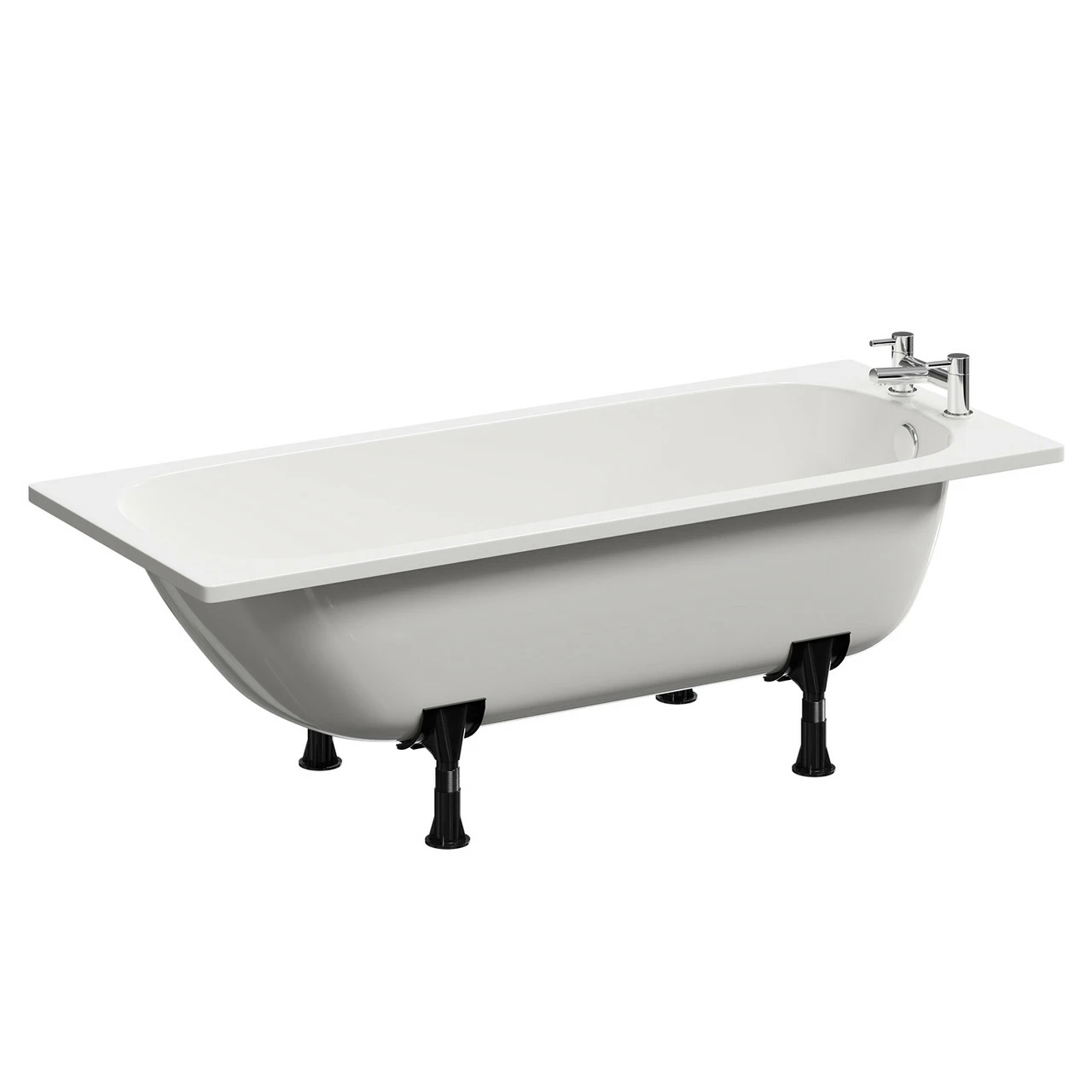 Cassia 1700mm X 700mm Straight Single Ended Steel Bath With 2 Tap Holes Including Legs - Image 3
