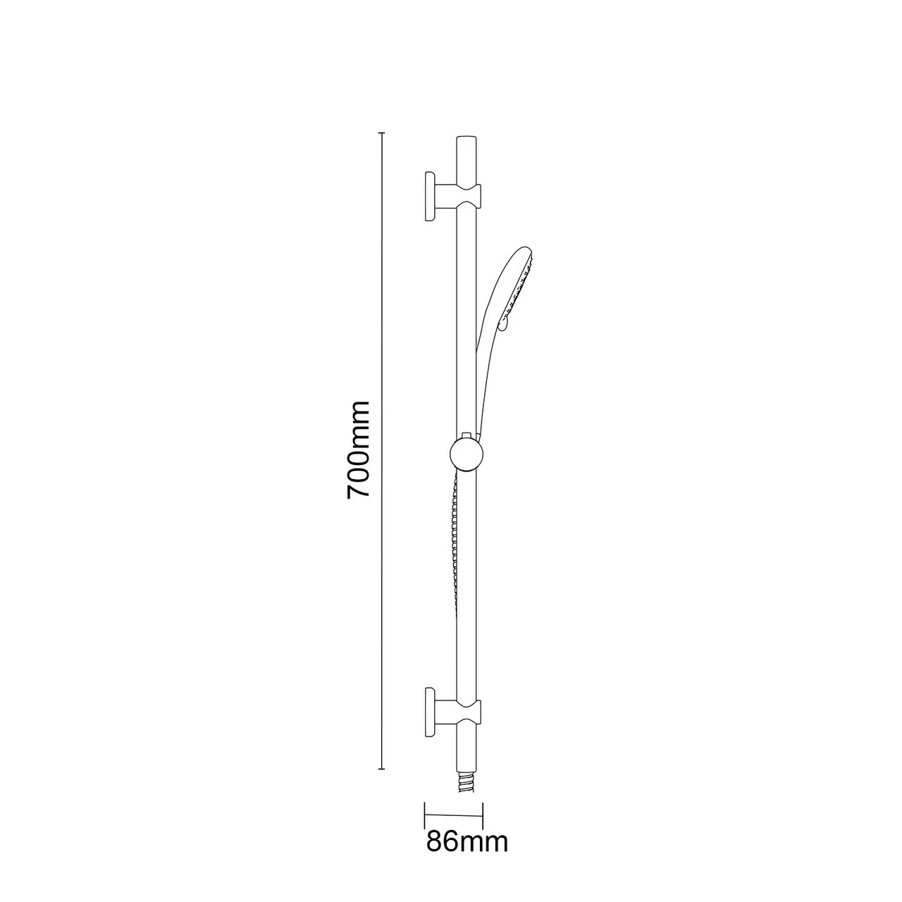Clyde Polished Chrome Shower Slide Rail Kit - Image 6