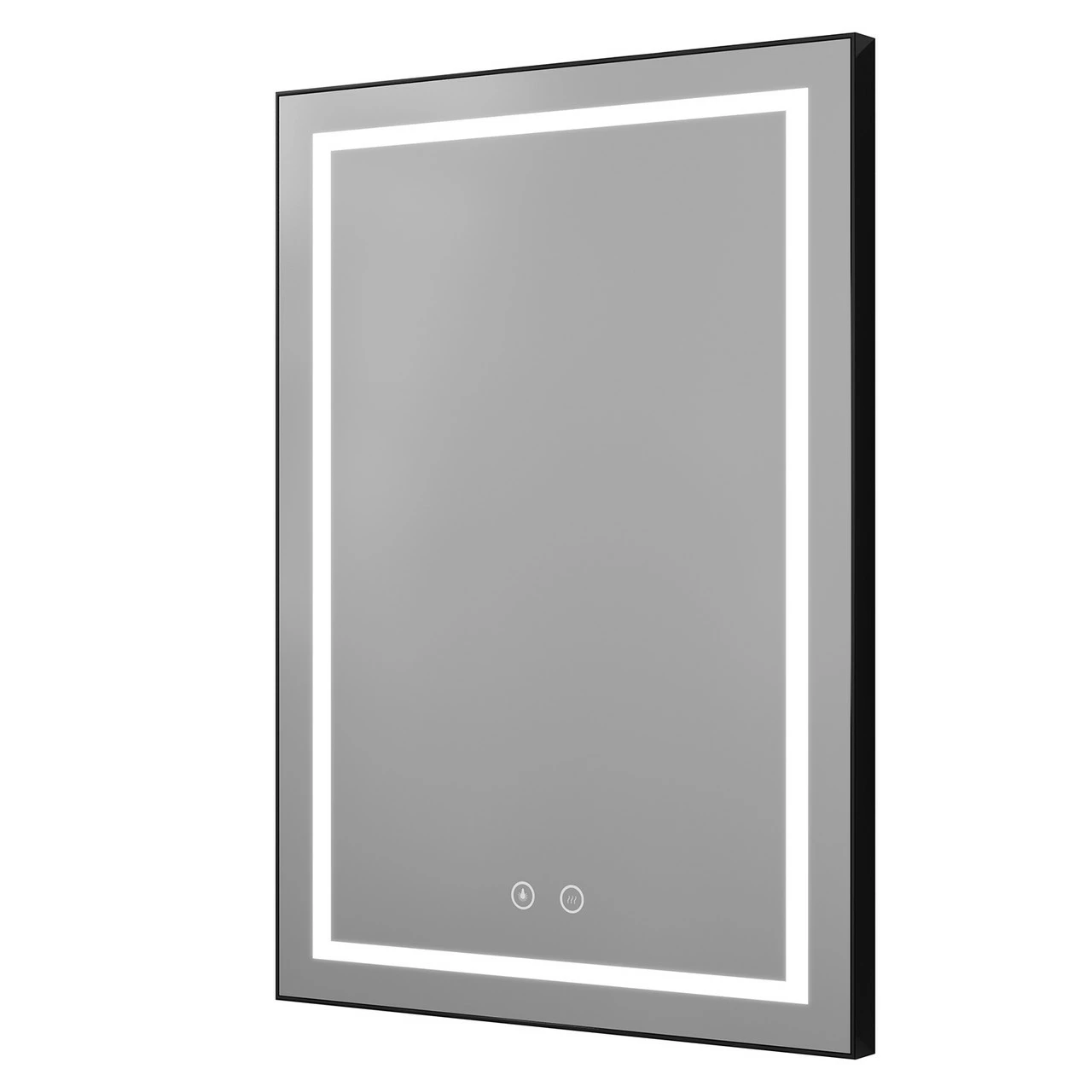 Colore Black Aluminium Framed 500mm X 700mm Illuminated LED Mirror With Demister