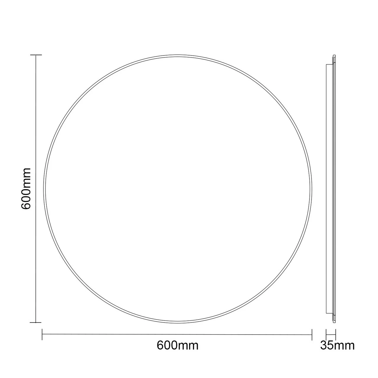 Colore Black Aluminium Framed 800mm Round Illuminated LED Mirror With Demister - Image 4
