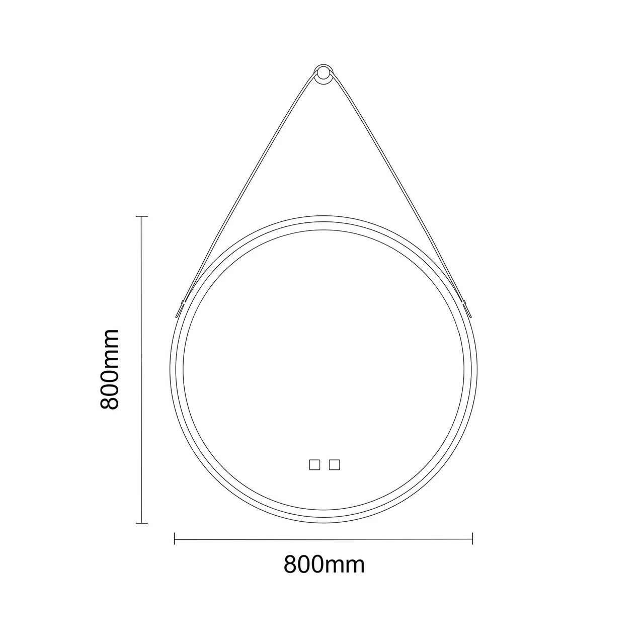Colore Brushed Brass Frame With Brown Strap 800mm Round Illuminated LED Mirror With Demister And Touch Sensor - Image 6