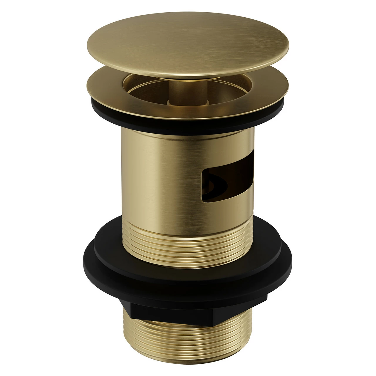 Colore Round Brushed Brass Moon Cap Slotted Click Clack Basin Waste - Image 3