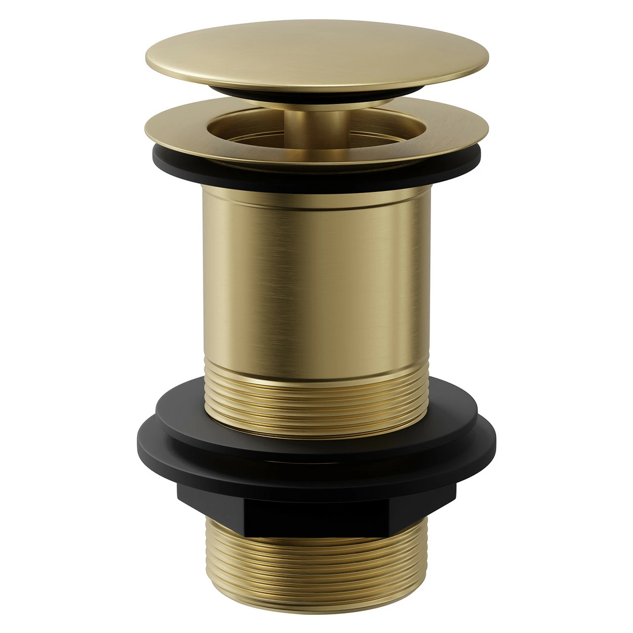 Colore Round Brushed Brass Moon Cap Unslotted Click Clack Basin Waste - Image 2