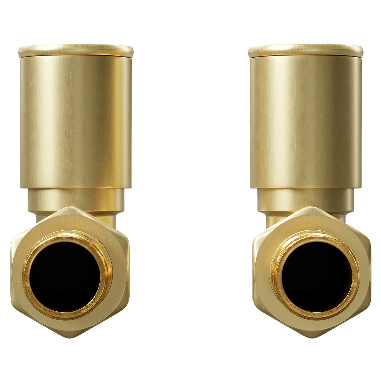 Colore Round Brushed Brass Straight Radiator Valves - Image 2