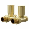 Colore Round Brushed Brass Straight Radiator Valves