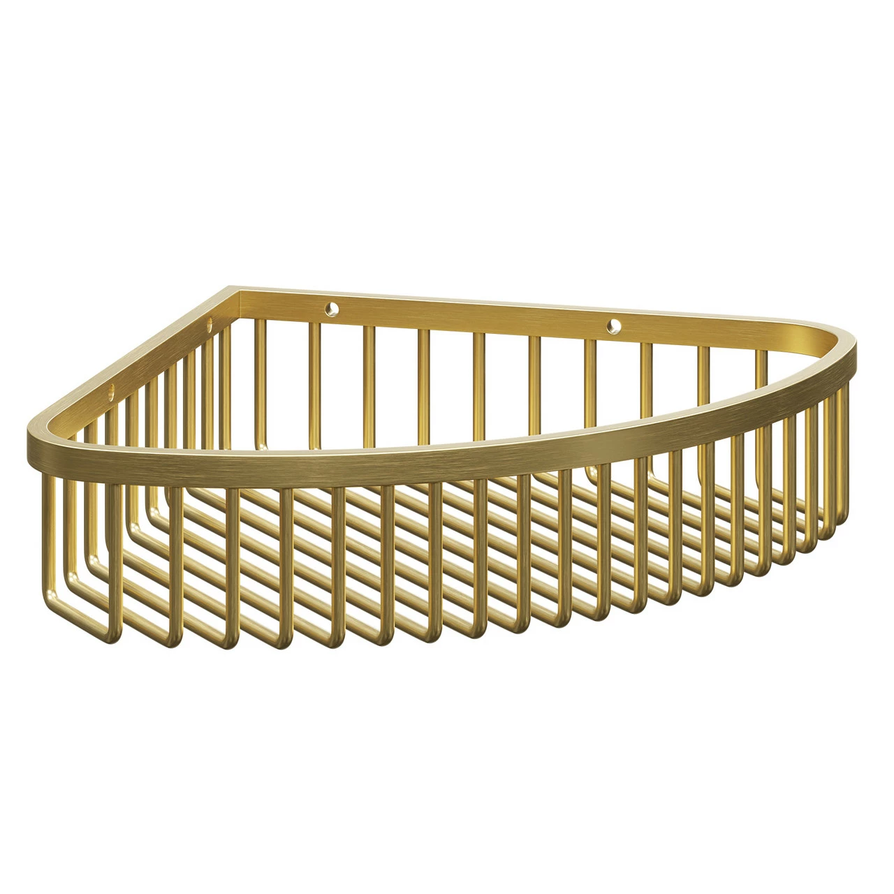 Colore Round Brushed Brass Wall Mounted Wire Corner Basket - Image 3