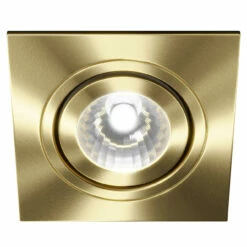 Colore Square Satin Brass IP65 35W Tiltable Bathroom Downlight
