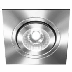 Colore Cali Satin Chrome IP65 35W Square Tiltable Bathroom Downlight