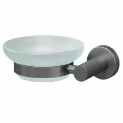 Colore Gunmetal Grey And Frosted Glass Industrial Style Wall Mounted Soap Dish