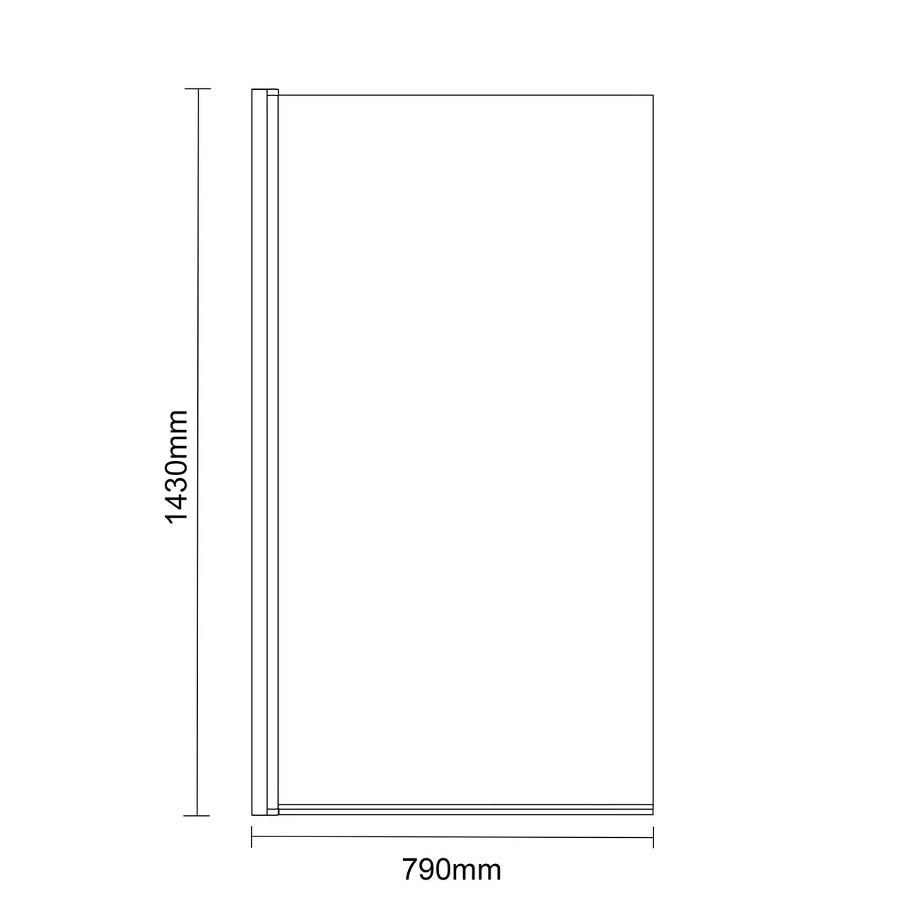 Colore Square Matt Black 770mm Single Section Square Bath Shower Screen - Image 3