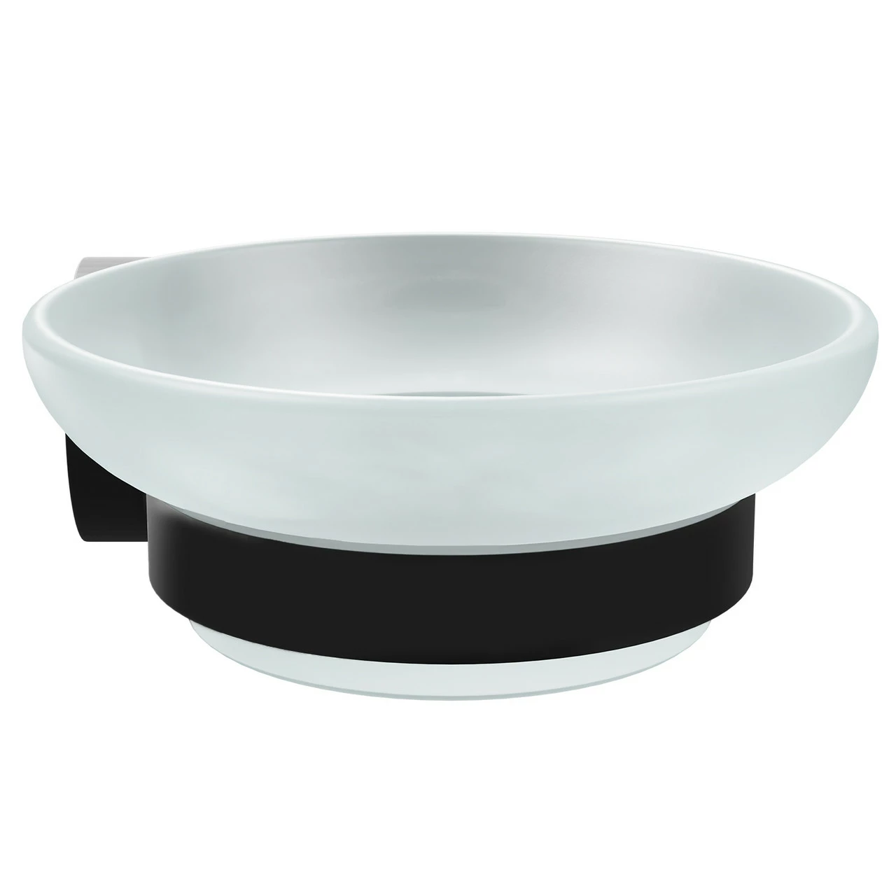 Colore Matt Black And Frosted Glass Industrial Style Wall Mounted Soap Dish - Image 4