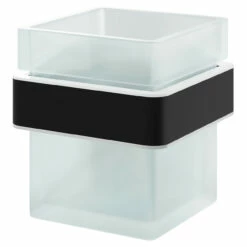 Colore Square Matt Black And Frosted Glass Wall Mounted Bathroom Tumbler