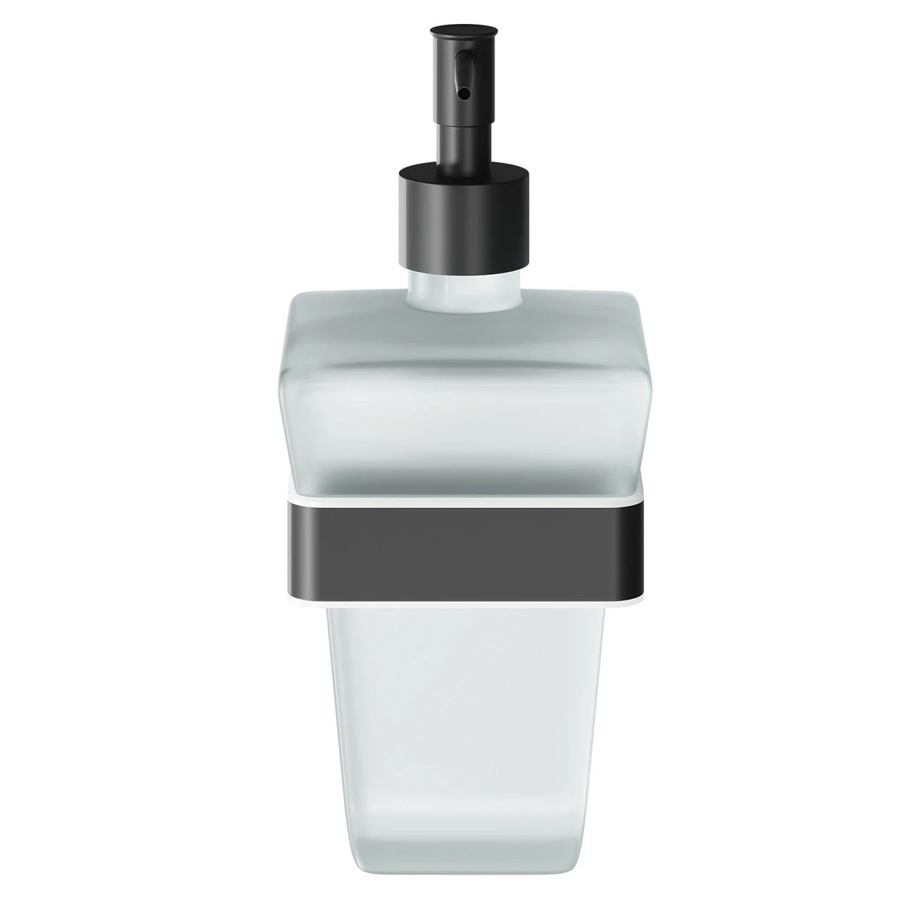 Colore Square Matt Black And Frosted Glass Wall Mounted Liquid Soap Dispenser - Image 2