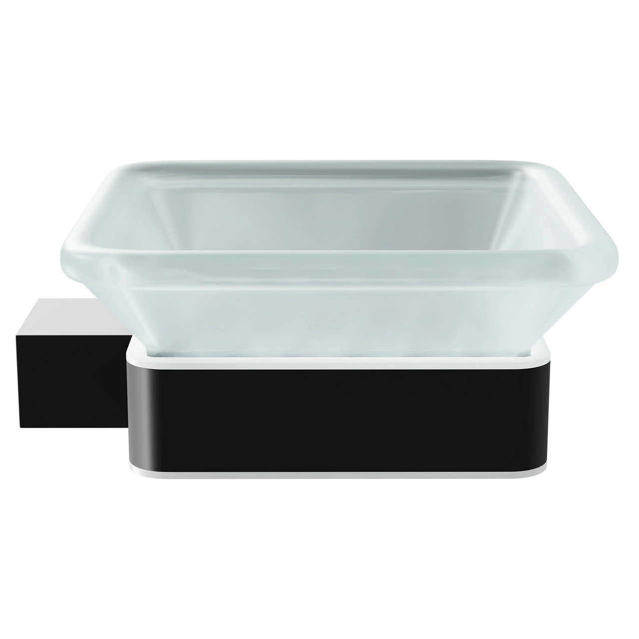 Colore Square Matt Black And Frosted Glass Wall Mounted Soap Dish - Image 4