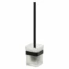 Colore Square Matt Black And Frosted Glass Wall Mounted Toilet Brush And Holder