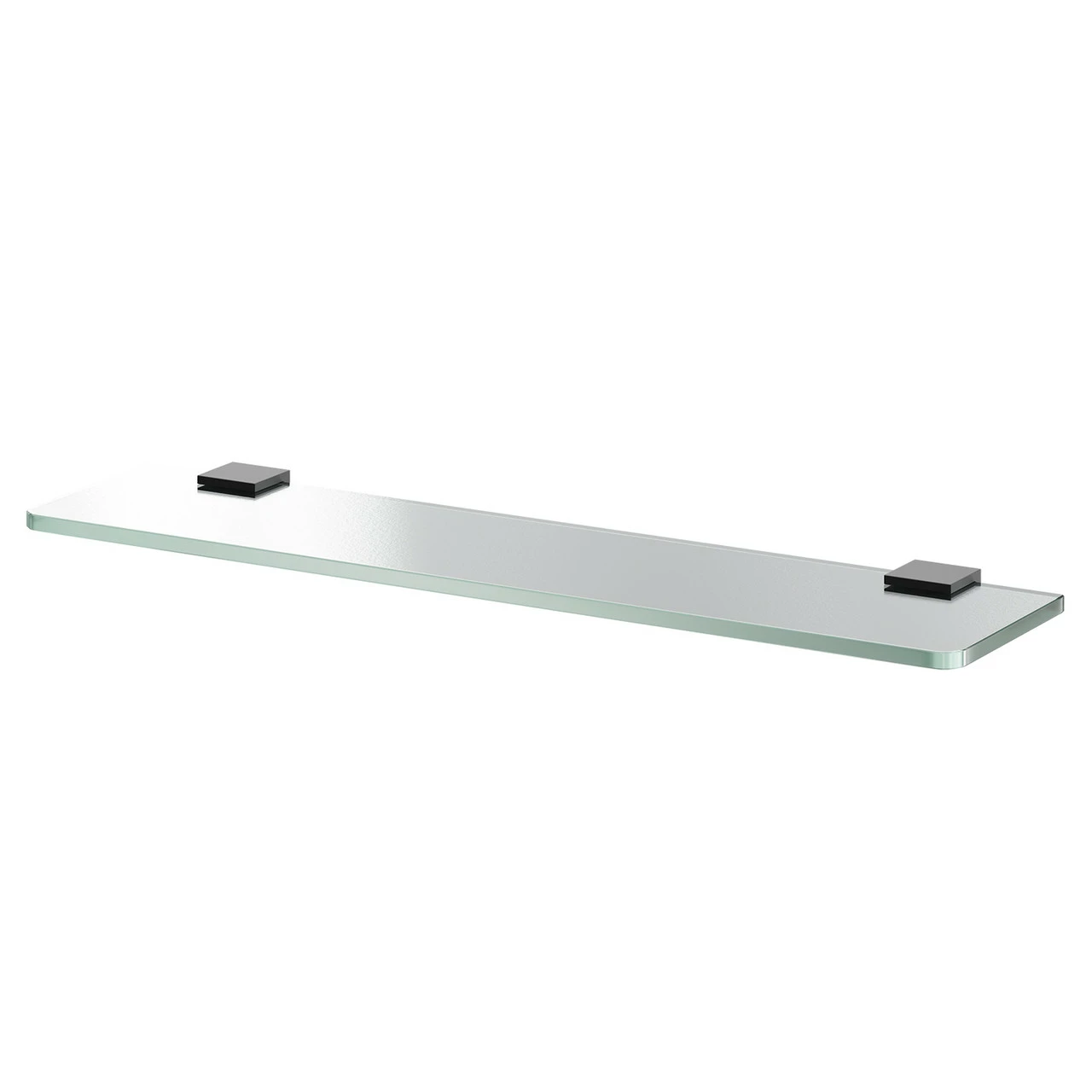 Colore Square Matt Black And Glass Wall Mounted Vanity Shelf