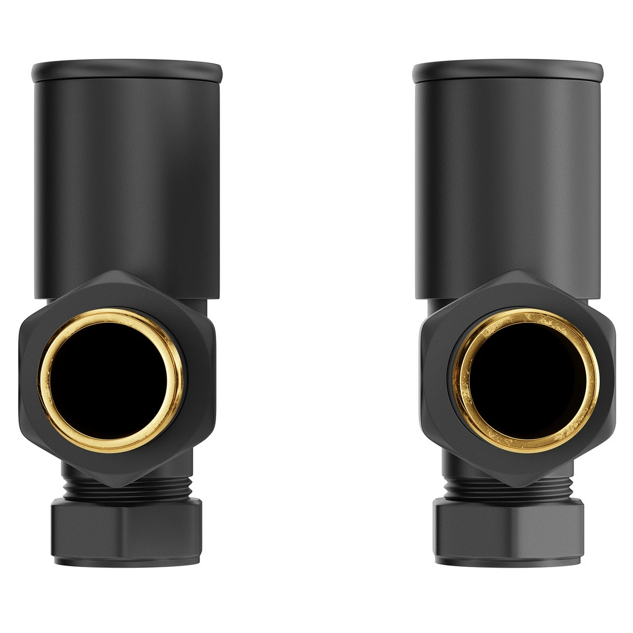 Colore Round Matt Black Angled Radiator Valves - Image 2