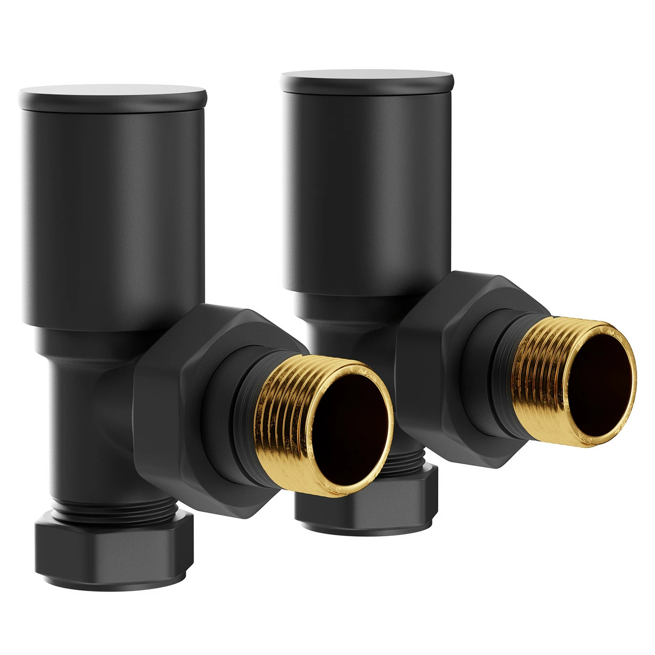 Colore Round Matt Black Angled Radiator Valves - Image 3