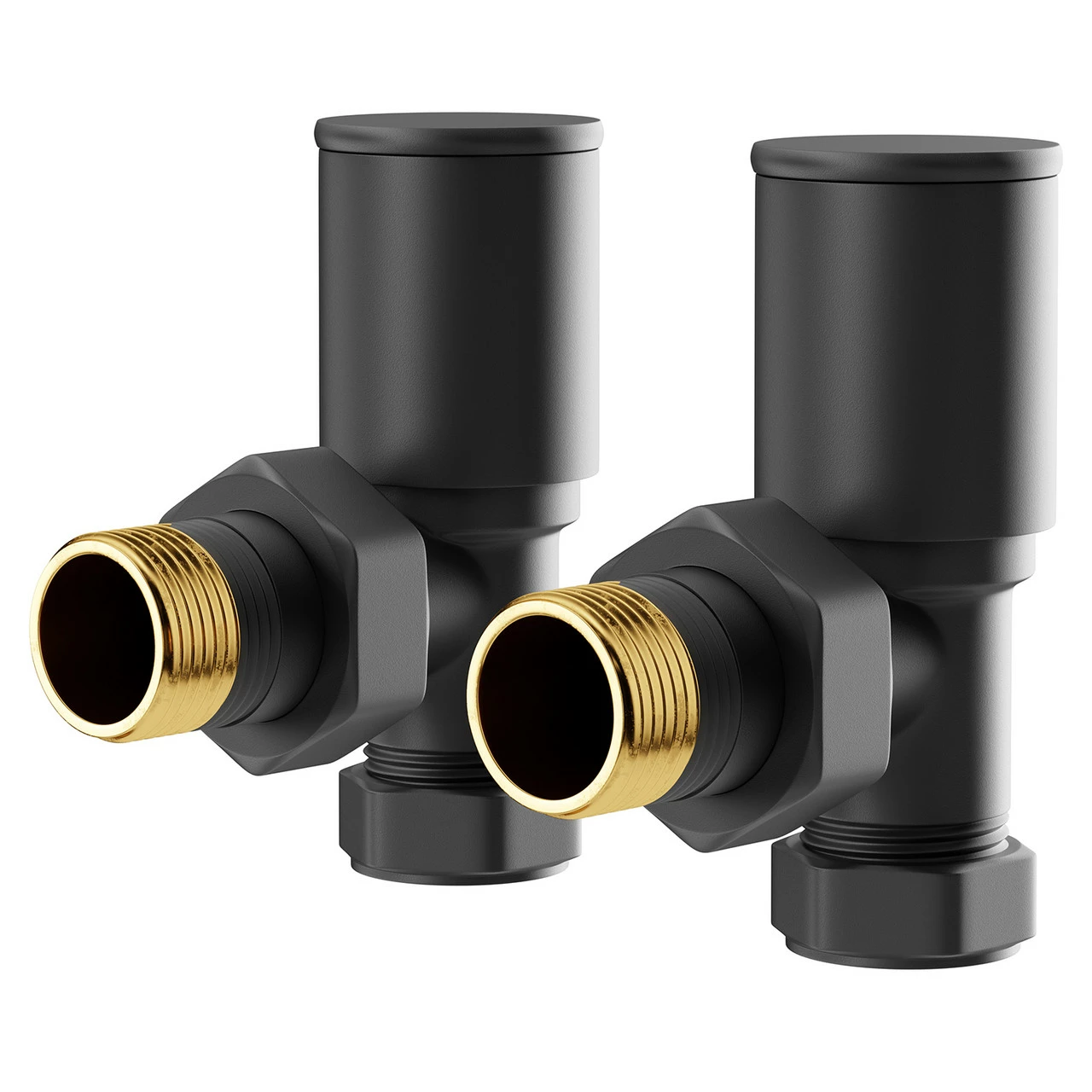 Colore Round Matt Black Angled Radiator Valves