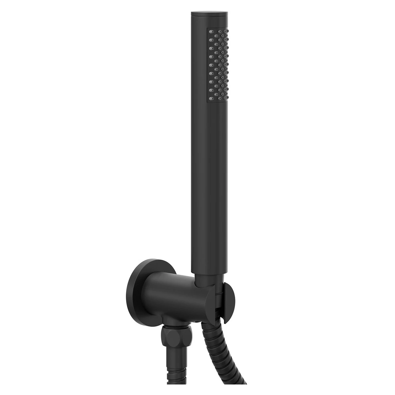 Colore Round Matt Black Shower Outlet Holder And Kit - Image 3