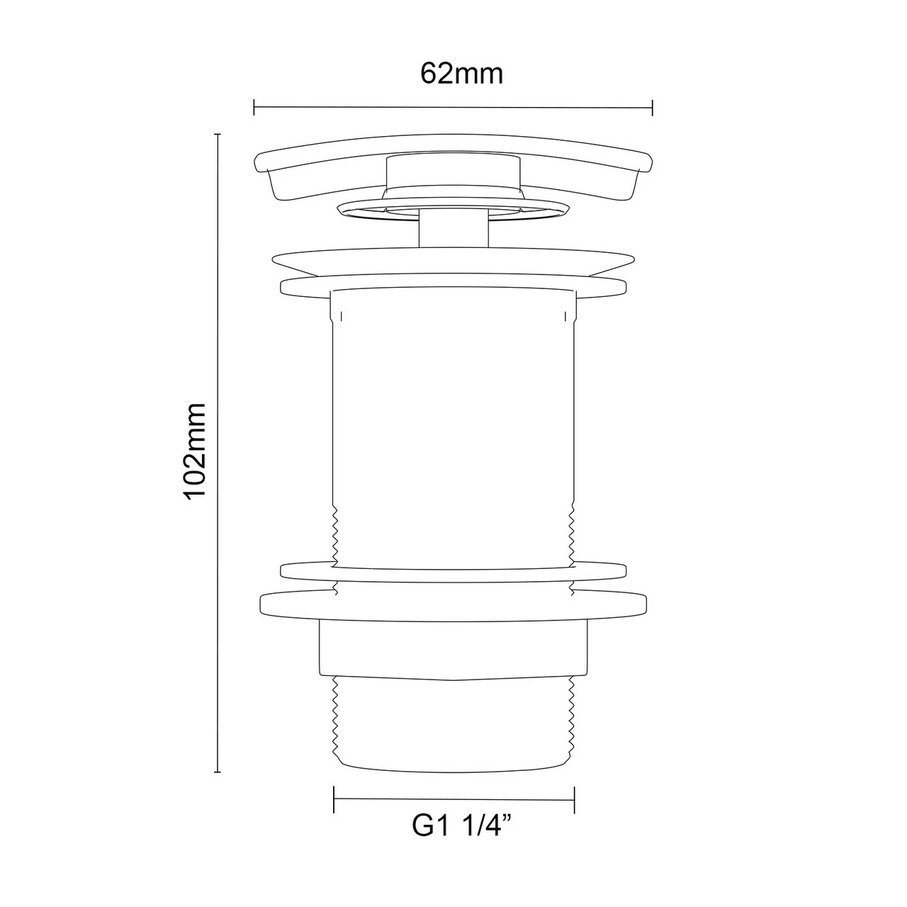 Colore Square Matt Black Unslotted Click Clack Basin Waste - Image 6