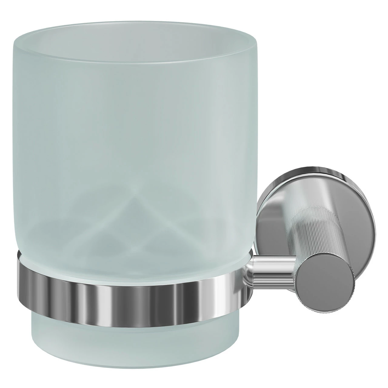 Colore Polished Chrome And Frosted Glass Industrial Style Wall Mounted Bathroom Tumbler - Image 2