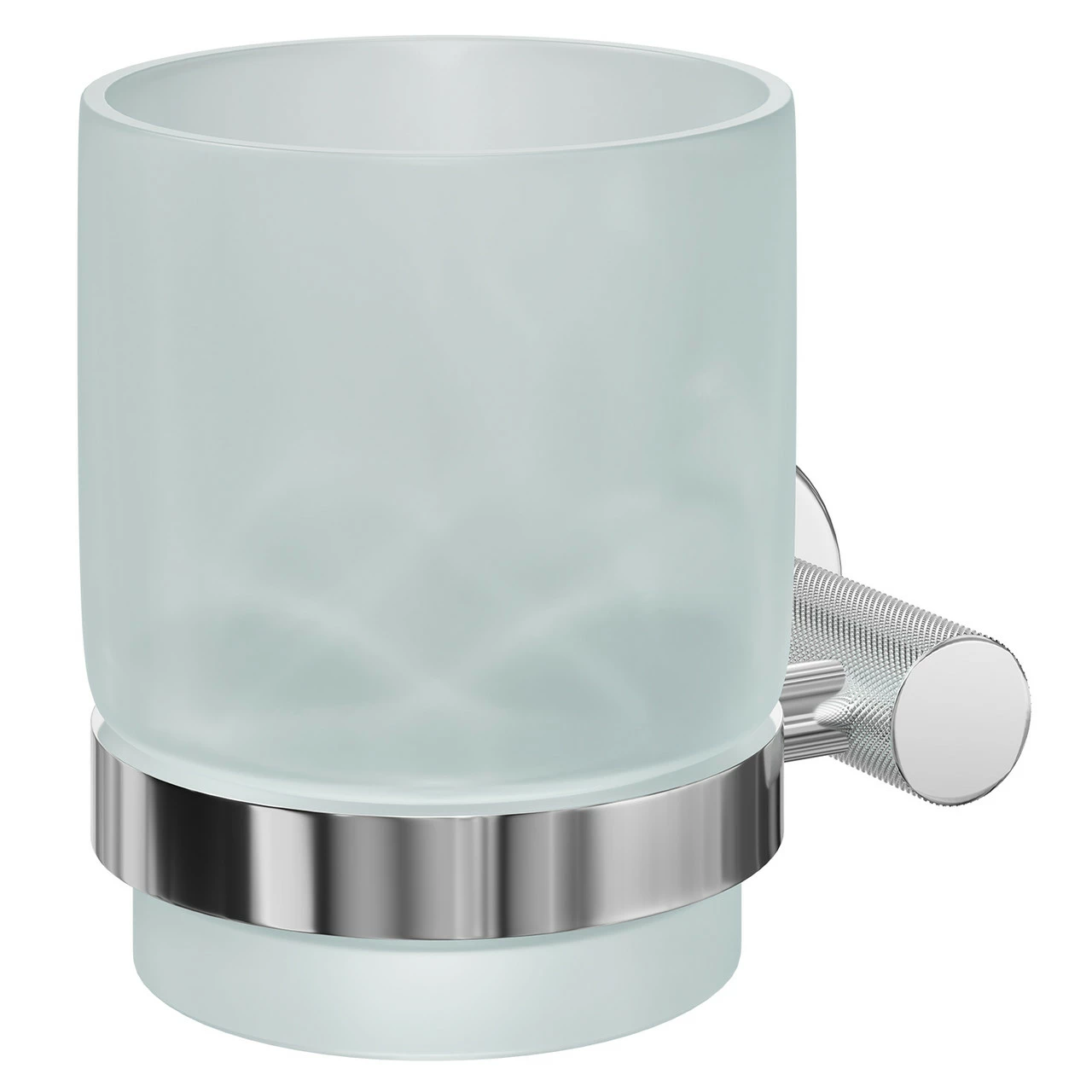 Colore Polished Chrome And Frosted Glass Industrial Style Wall Mounted Bathroom Tumbler - Image 3