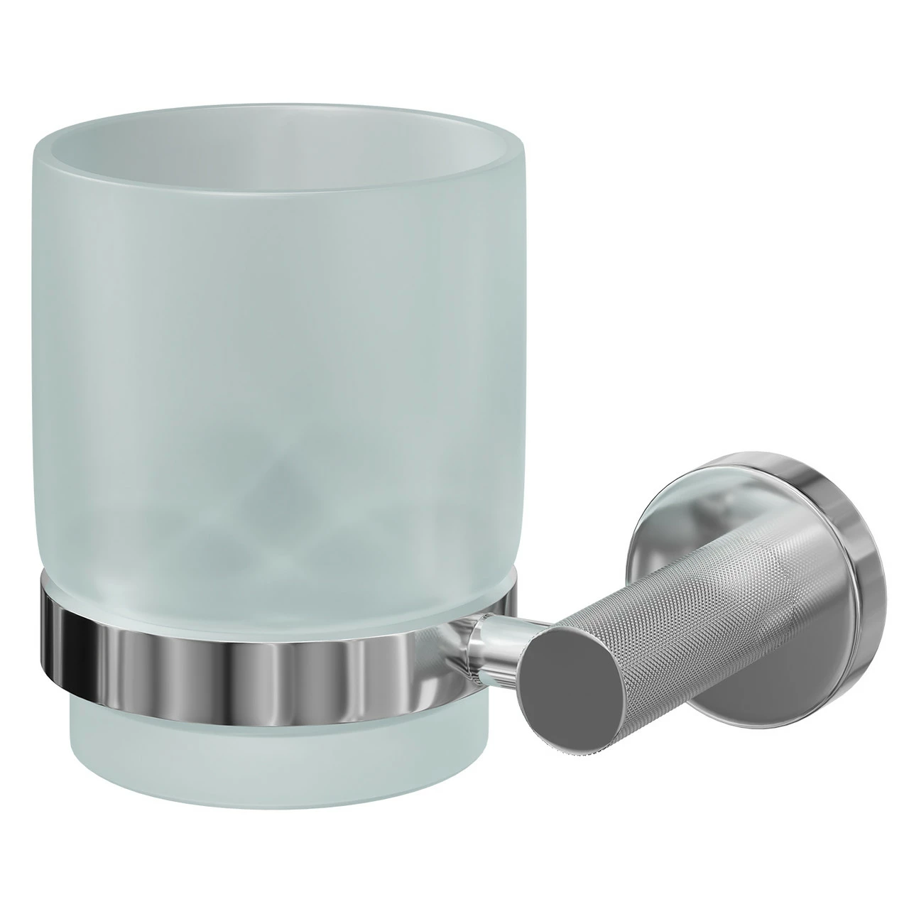 Colore Polished Chrome And Frosted Glass Industrial Style Wall Mounted Bathroom Tumbler