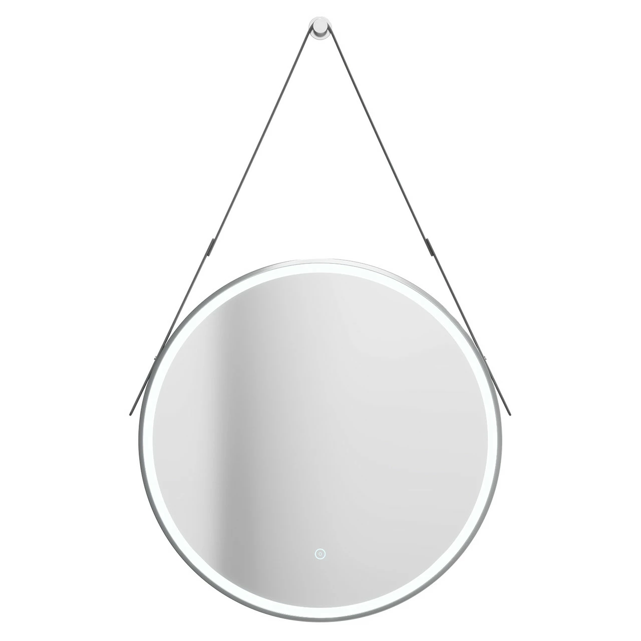 Colore Polished Chrome Frame With Grey Strap 600mm Round Illuminated LED Mirror With Demister And Touch Sensor - Image 2