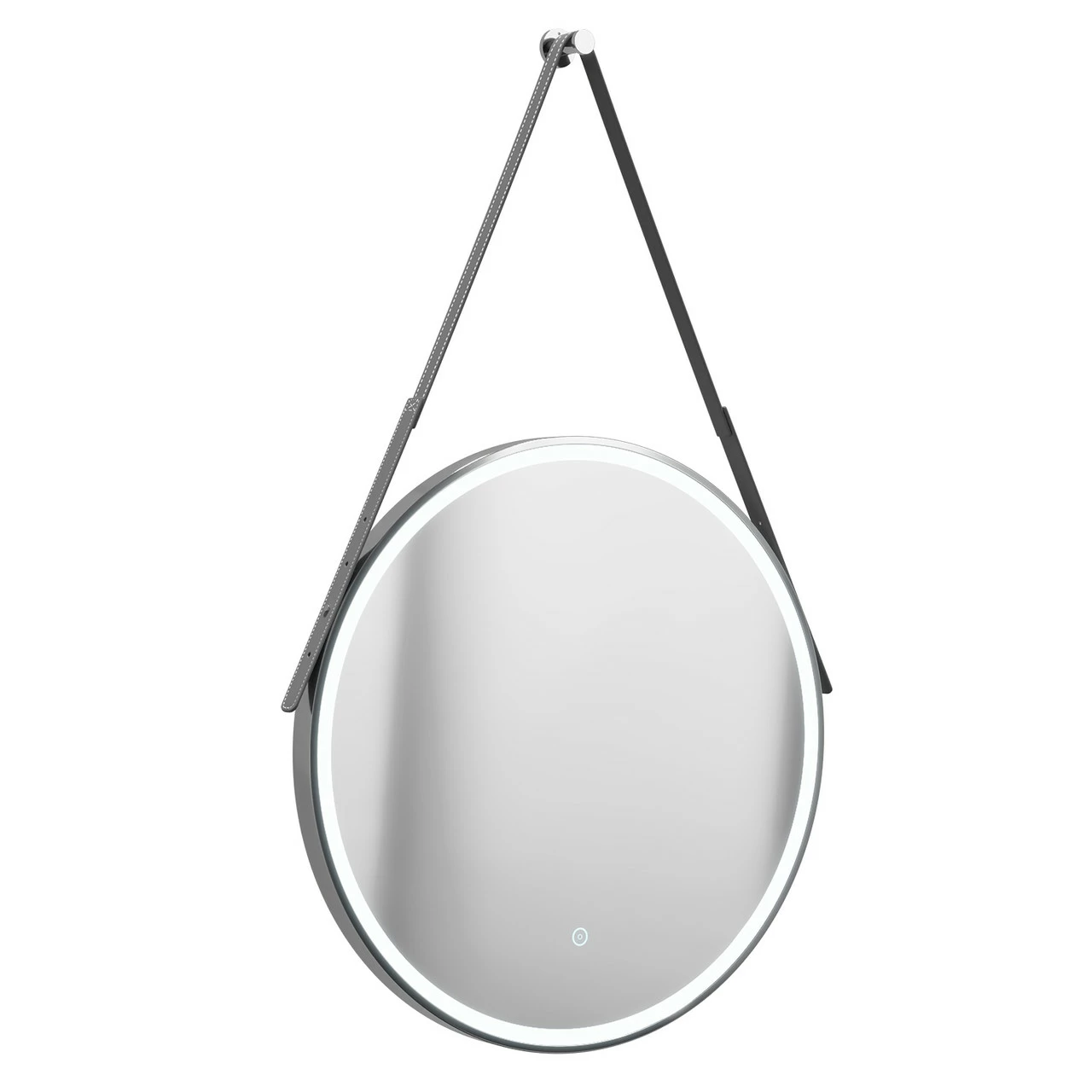 Colore Polished Chrome Frame With Grey Strap 600mm Round Illuminated LED Mirror With Demister And Touch Sensor - Image 3