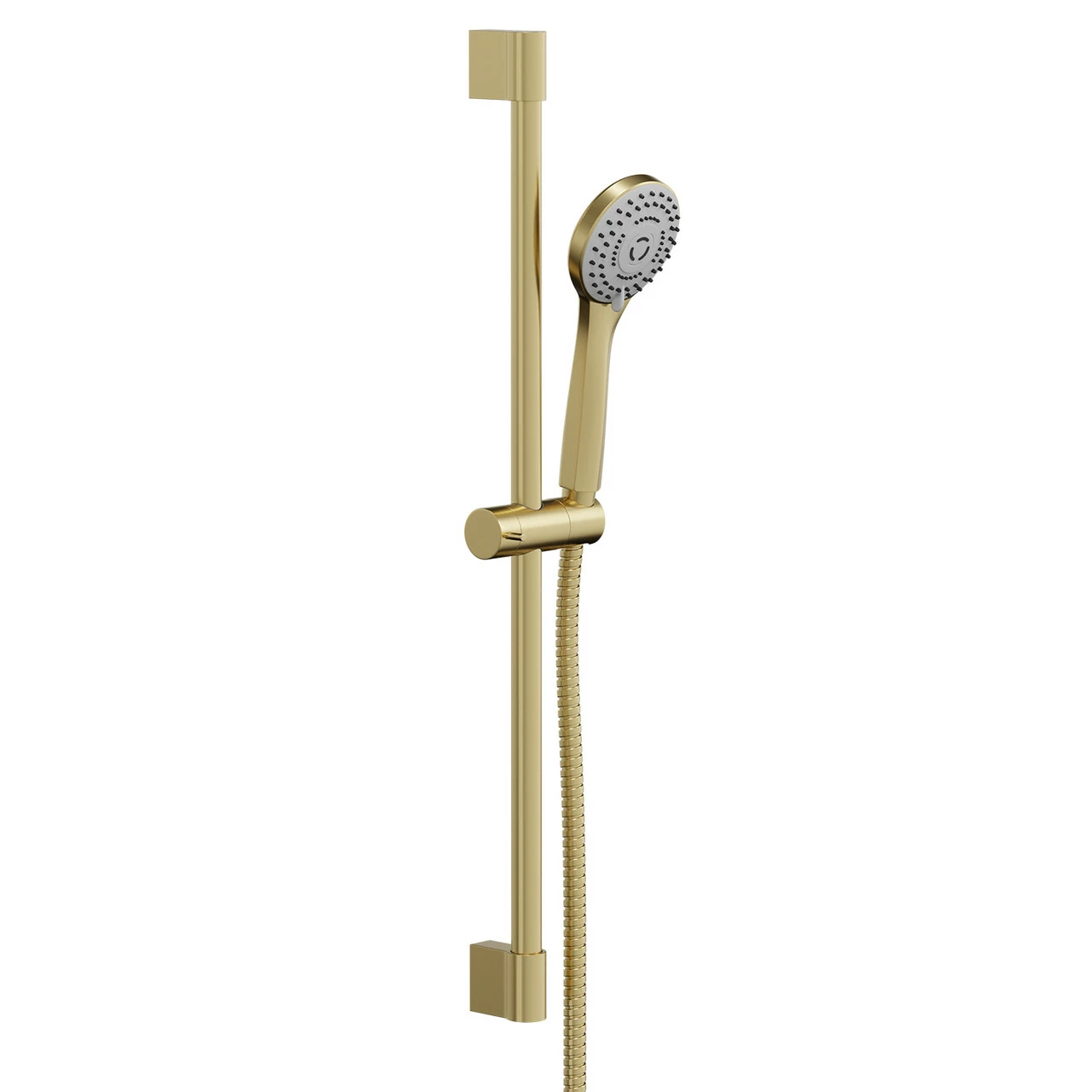 Colore Round Brushed Brass Shower Slide Rail Kit - Image 3