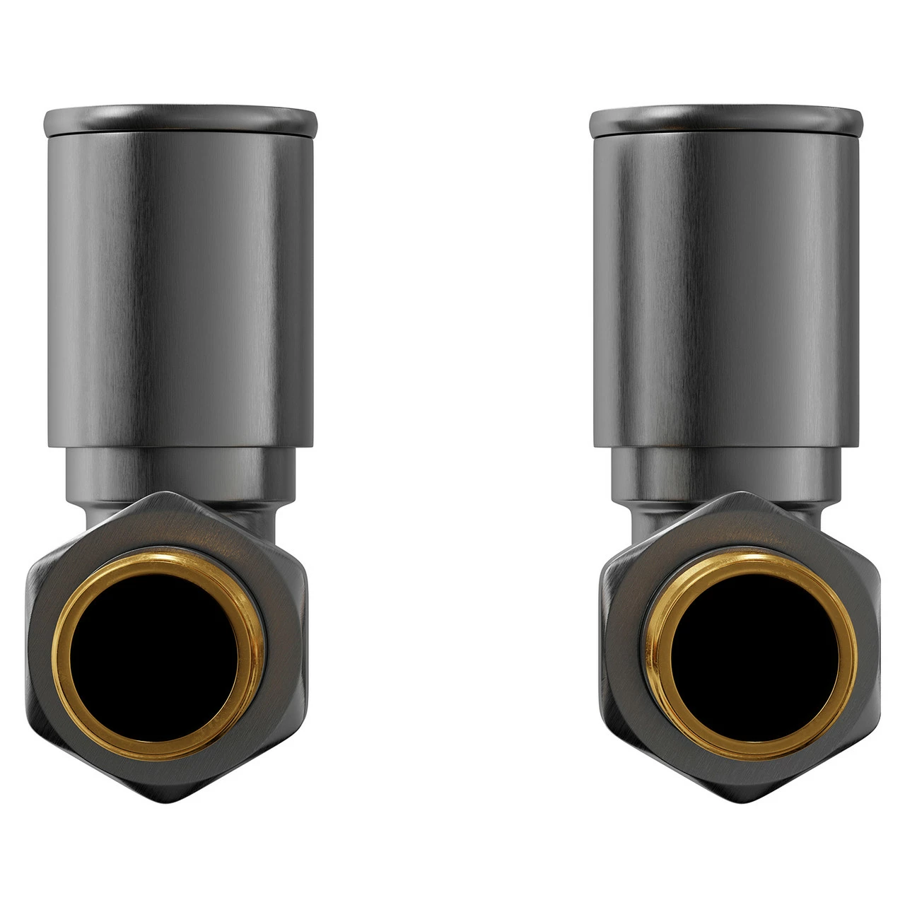 Colore Round Gunmetal Grey Straight Radiator Valves - Image 2
